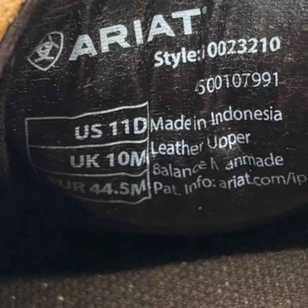 Ariat Spitfire Mens 11D Brown Leather Moc Toe Slip On Loafers